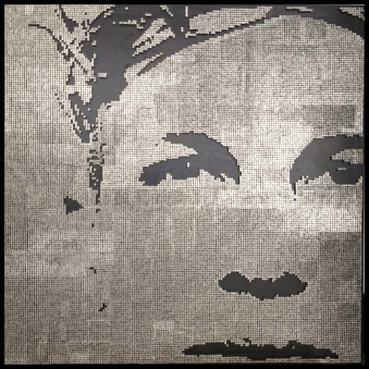 GURU ON BLACK - 2012 GURU ON BLACK - 2012 - InSitu Gallery – Singapore - Stainless steel nails on black panel – 32” x 32”