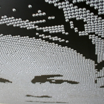 GURU CON OJOS DETAIL - 2006 GURU CON OJOS DETAIL - 2006 Small plastic eyes for toys on black panel – 36” X 36”