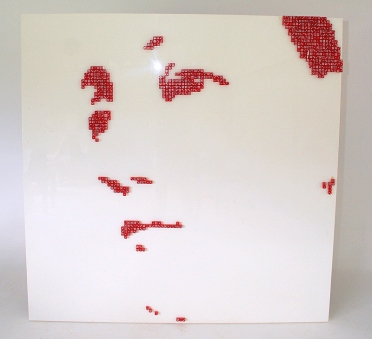 VIRGIN DE LAS VEGAS – 2006 VIRGIN DE LAS VEGAS – 2006 - Red casino dice on white lacquered panel – 95” x 71”