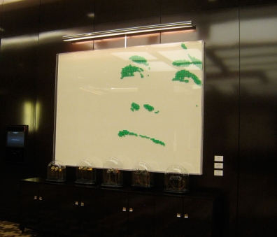 IRENE IN GREEN DICE – 2011 - Cosmopolitan Hotel IRENE IN GREEN DICE – 2011 - Cosmopolitan Hotel – Las Vegas - Casino dice on white lacquered panel – 95” x 71”