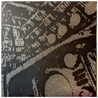 DEFENDER - 2013 DEFENDER - 2013 - Metal star charms on stainless steel nails on black wood panel- 48”X48” - US$7900